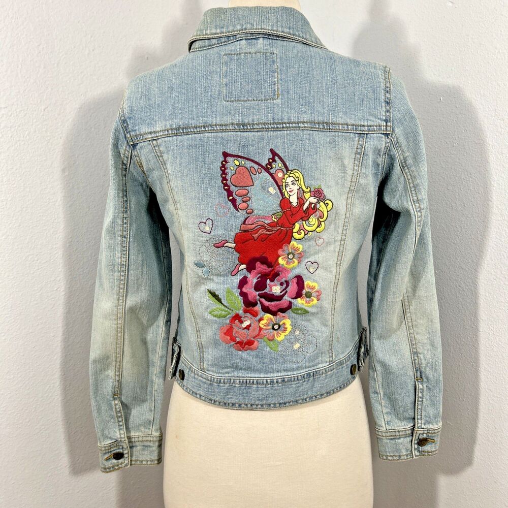 Childrens Place Jean Jacket Womens 14 Fairy Embroidered Denim‎ BohoY2K